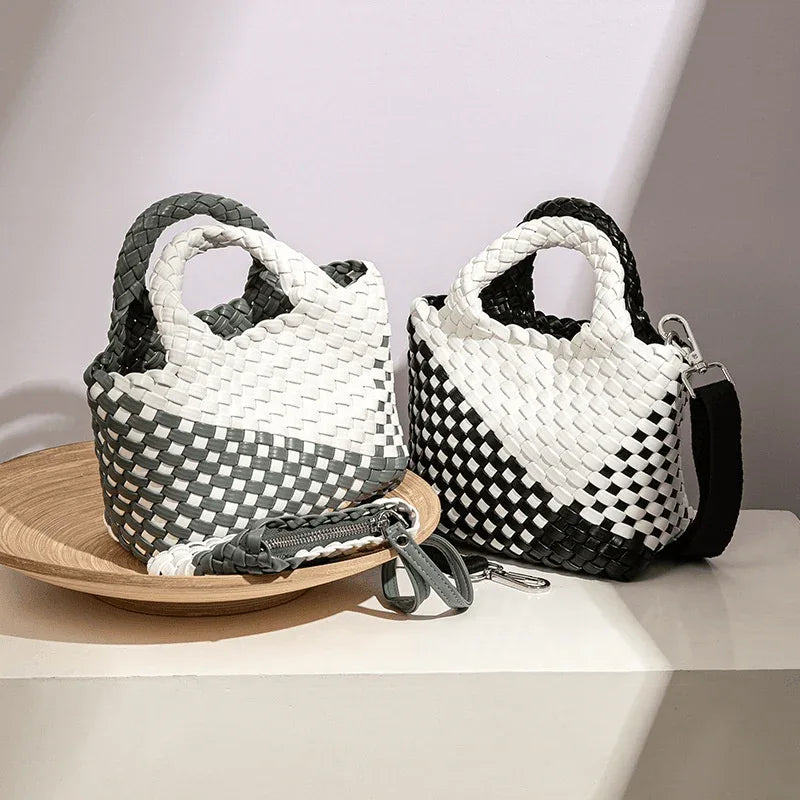 New Woven Pu Leather Tote Bag Crossbody -