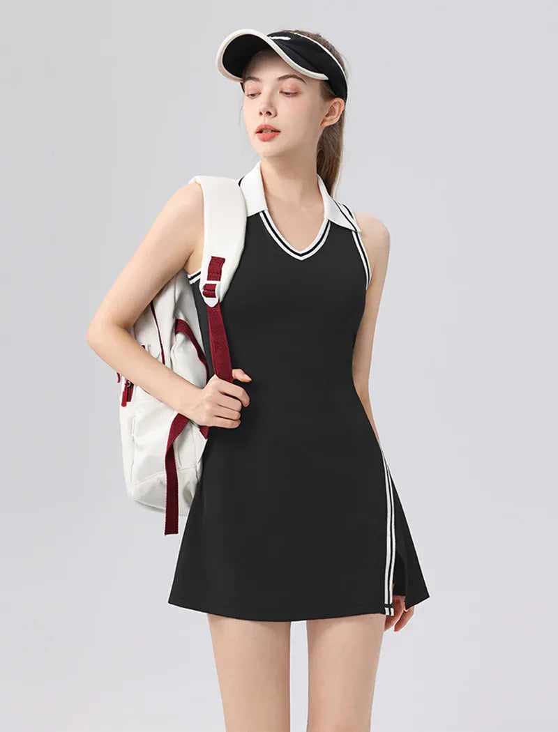 Tennis Dresses Polo Golf Dress with Built in Bra and Shorts -