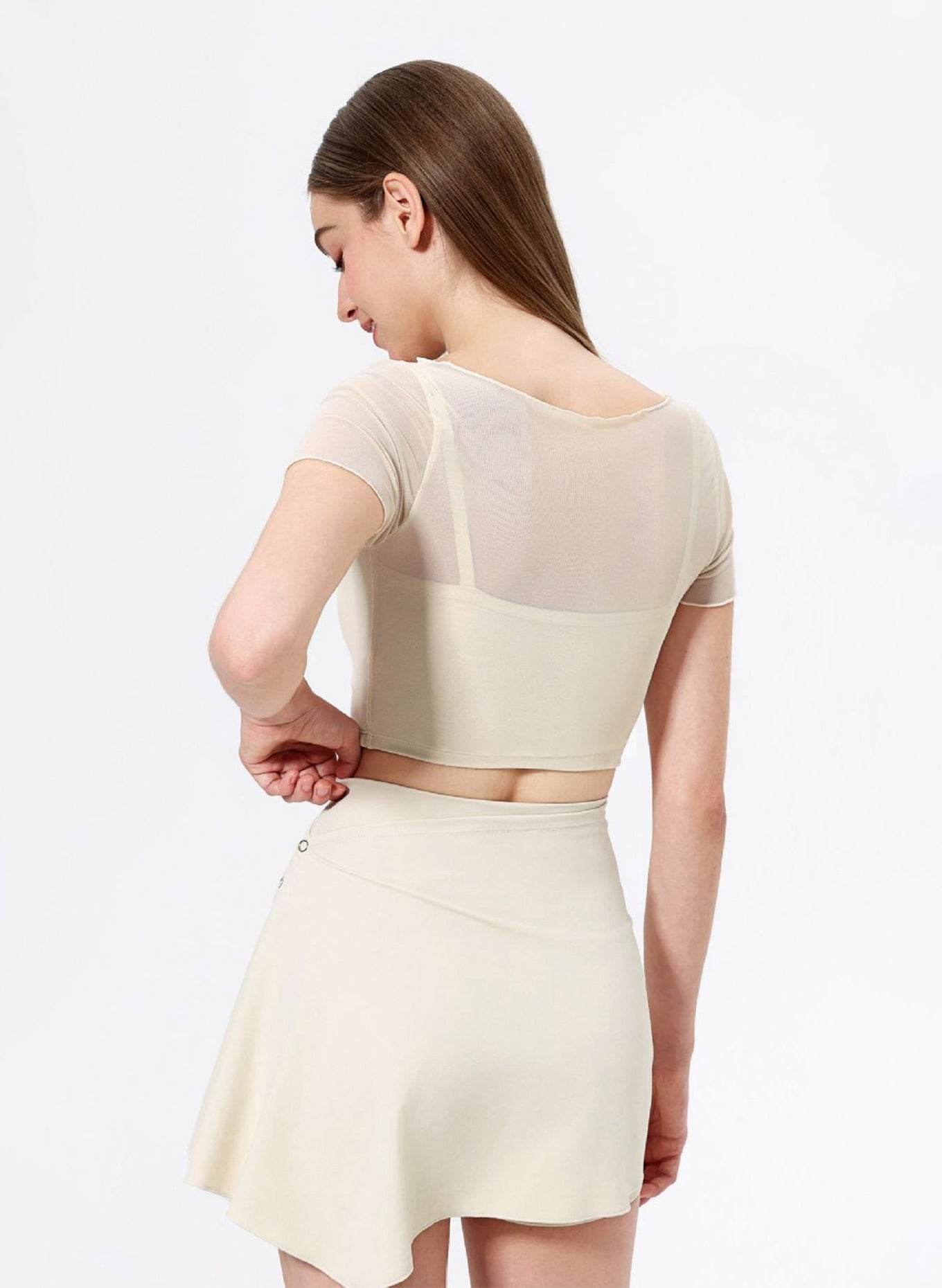 Mesh Sport Crop T-Shirts with Built-in Chest Pad