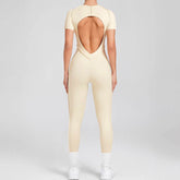 Short Sleeve Backless Yoga Jumpsuits