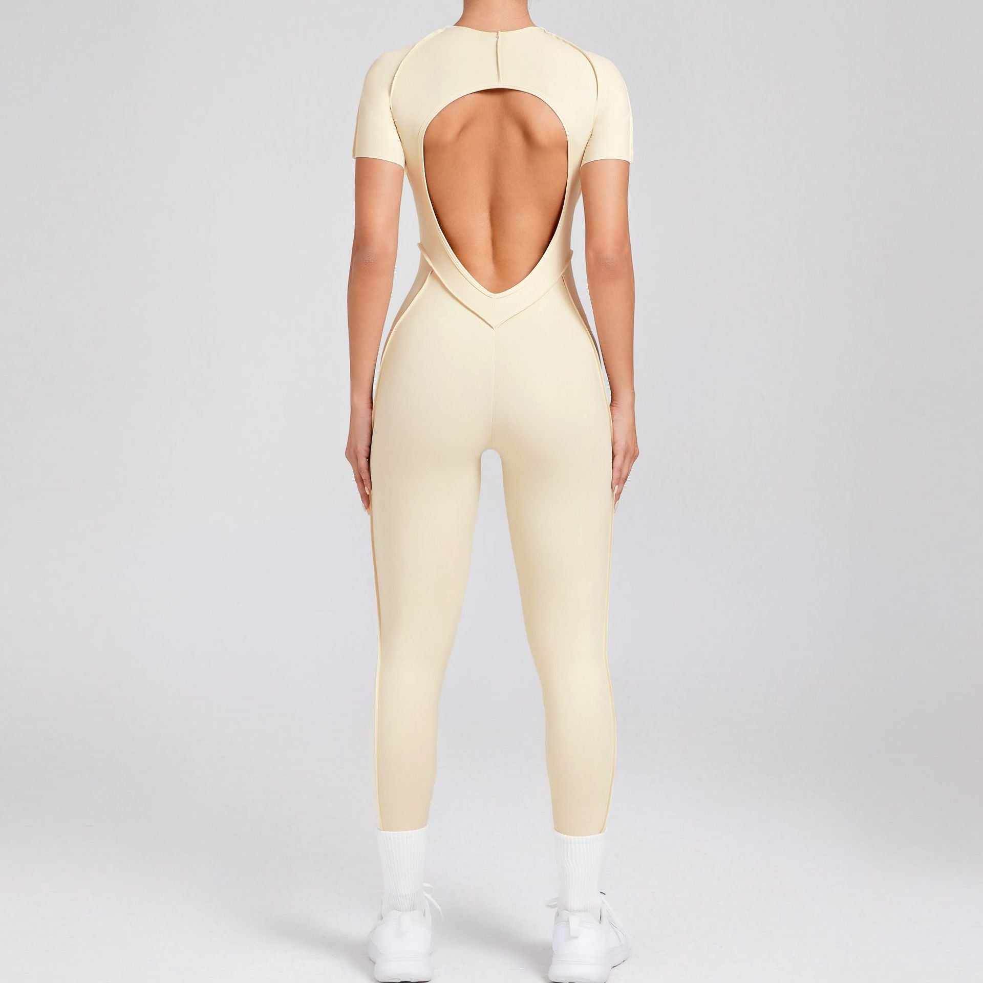 Short Sleeve Backless Yoga Jumpsuits