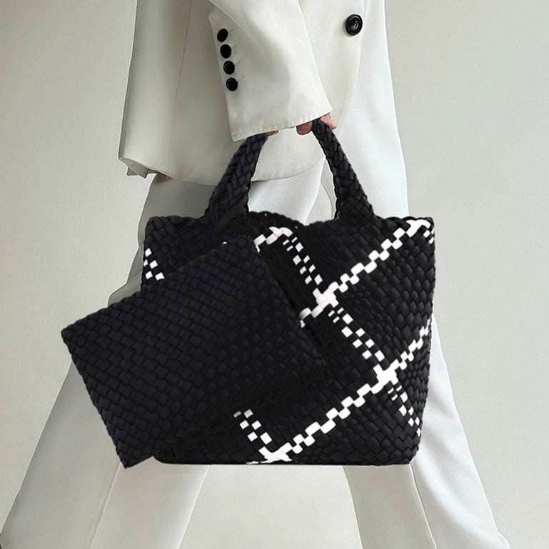 Woven Tote Bag and Purse Neoprene Handbag