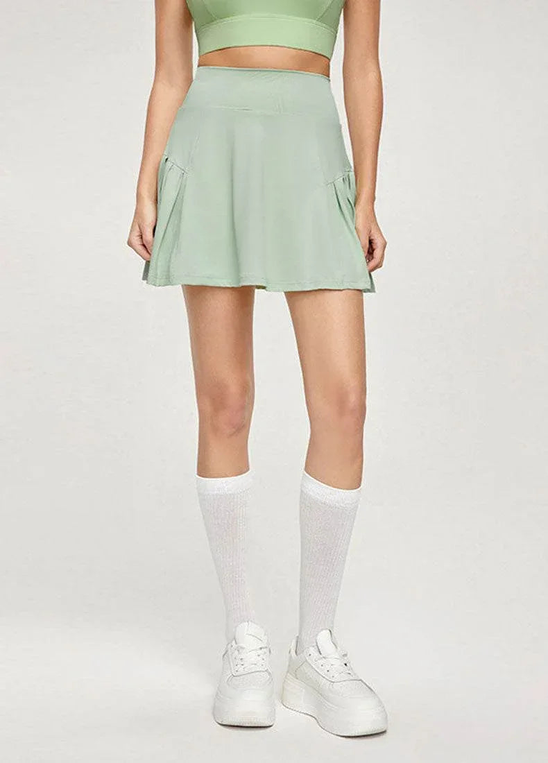 Tennis Skirts with Shorts and Pockets - Green