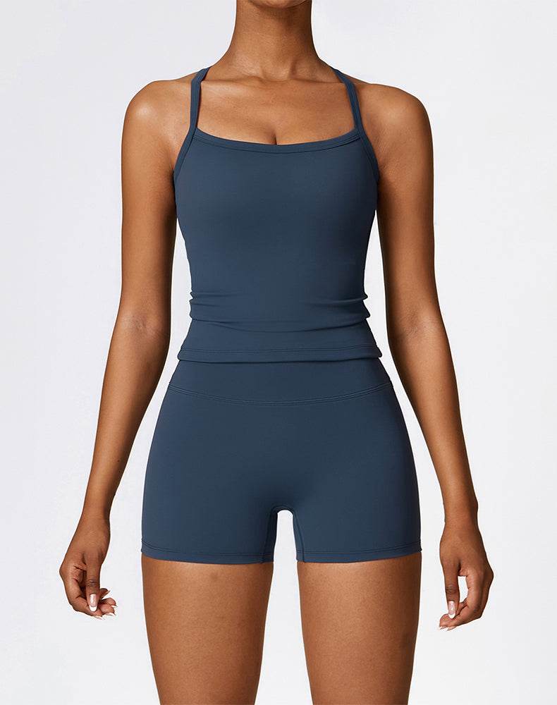 Athletic Wear with Criss Cross Back Tank Top and Short