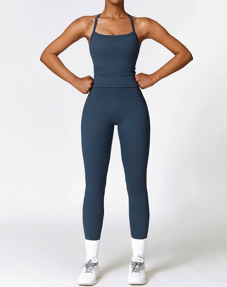 Athletic Wear with Criss Cross Back Tank Top and Legging