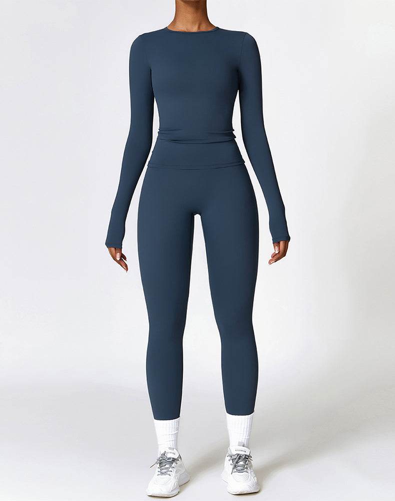 Athletic Wear with Long Sleeve Slim Fit T-Shirt and Legging