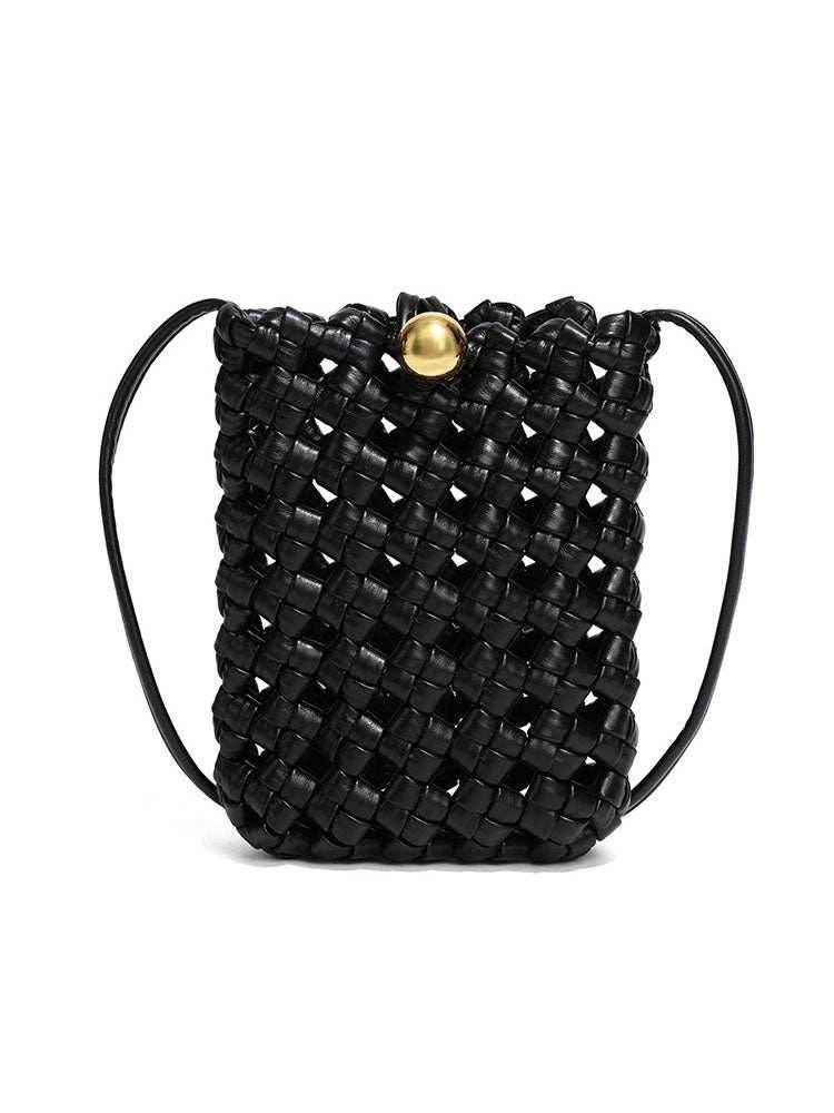PU Leather Woven Mobile Phone Bag Shoulder Crossbody Bag