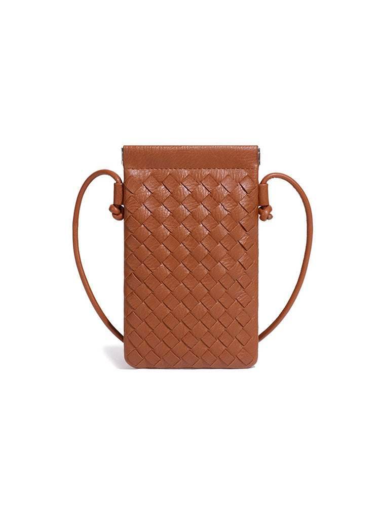 PU Leather Simple Woven Crossbody Bag