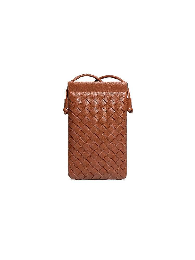 PU Leather Simple Woven Crossbody Bag