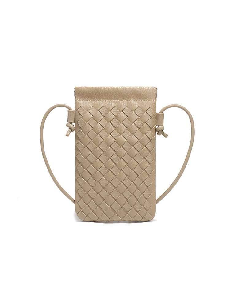 PU Leather Simple Woven Crossbody Bag