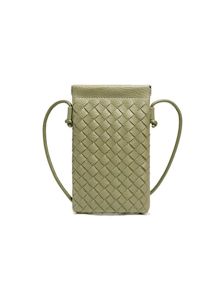 PU Leather Simple Woven Crossbody Bag