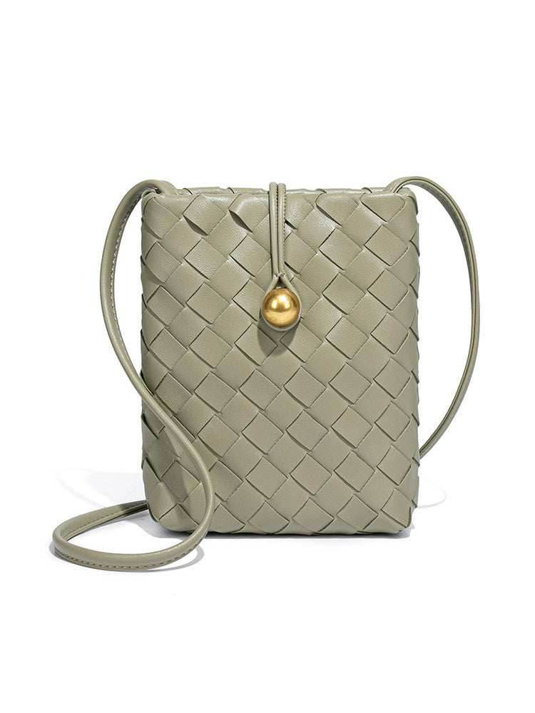 Woven Leather Cell Phone Purses Mini Crossbody Bag
