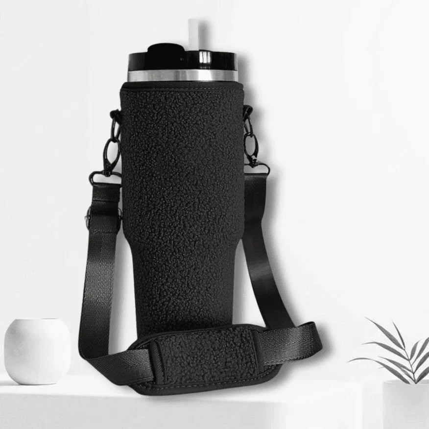 Teddy Velvet 40oz Tumbler Carry Case Neoprene Bottle Sleeve - Black