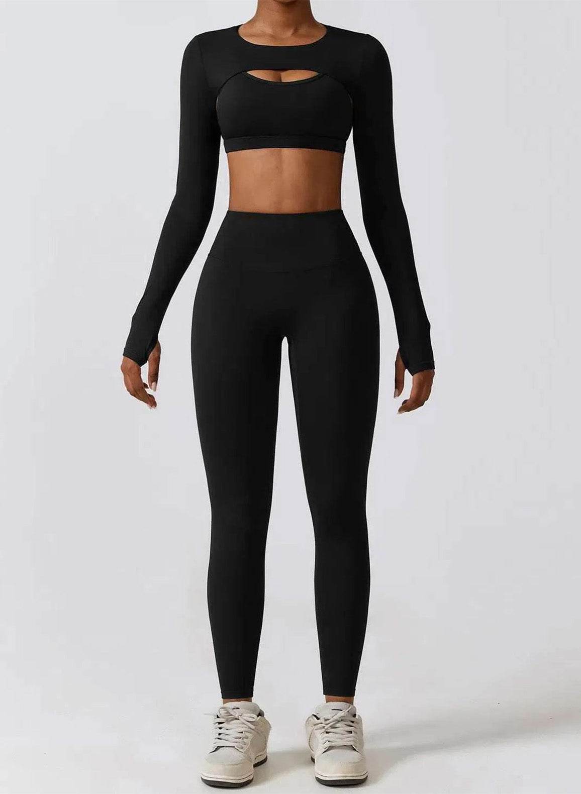 Gym Wear Set With Crop Top and Leggings