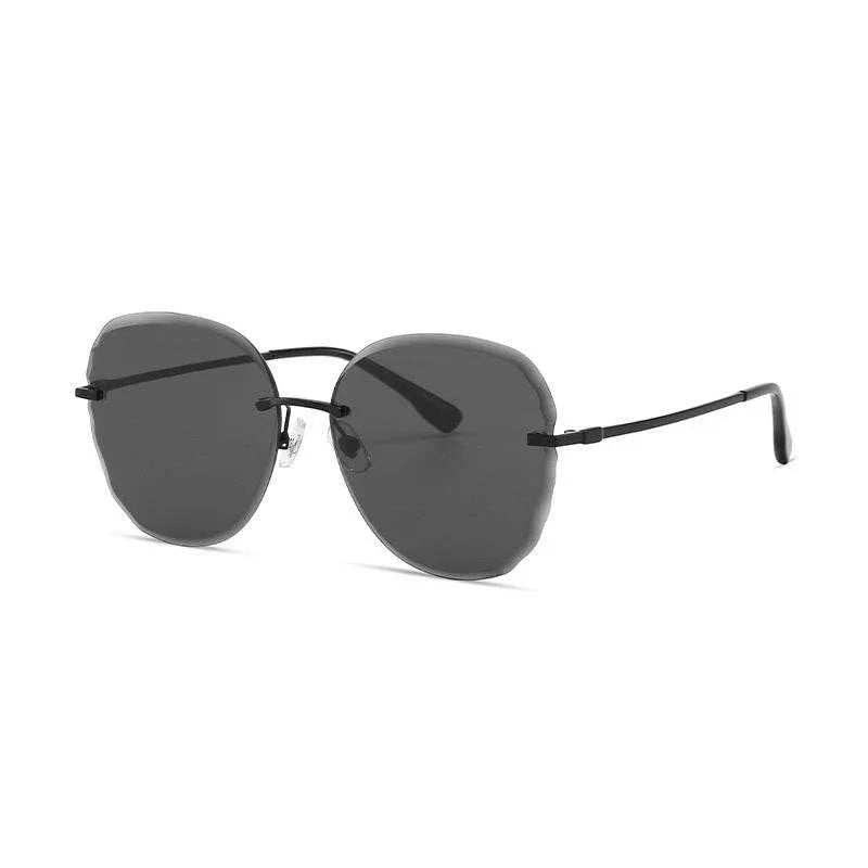 Elegant Rimless Cutting Lens Sunglasses - Gray