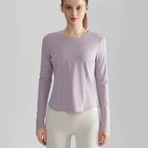 Long Sleeve Round Neckline Yoga T-Shirt