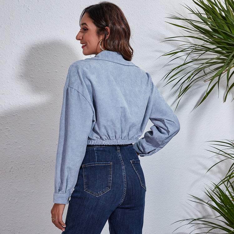 Corduroy Cropped Lapel Jacket