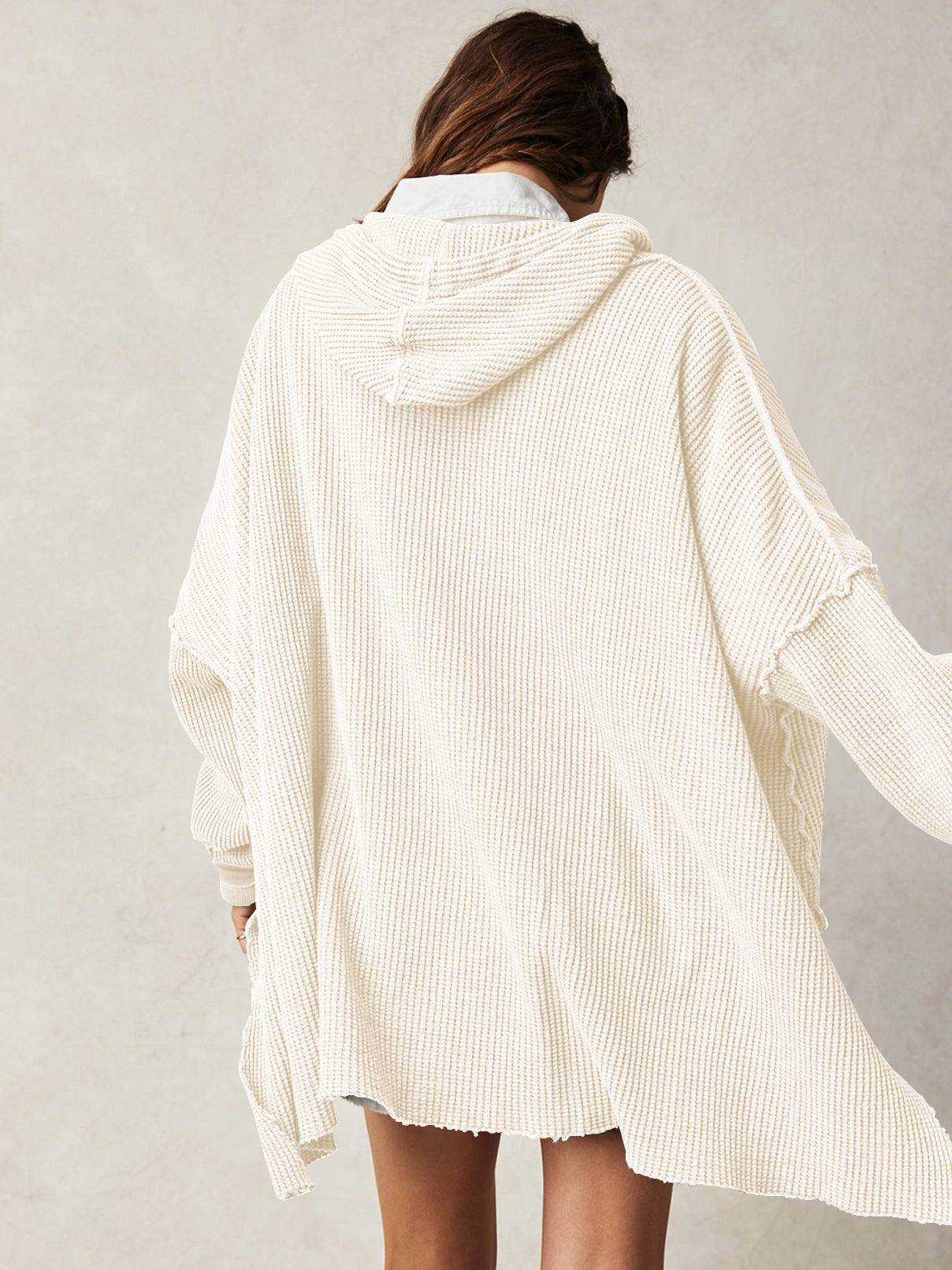 Waffle Knit Oversized Hoodies Sweater