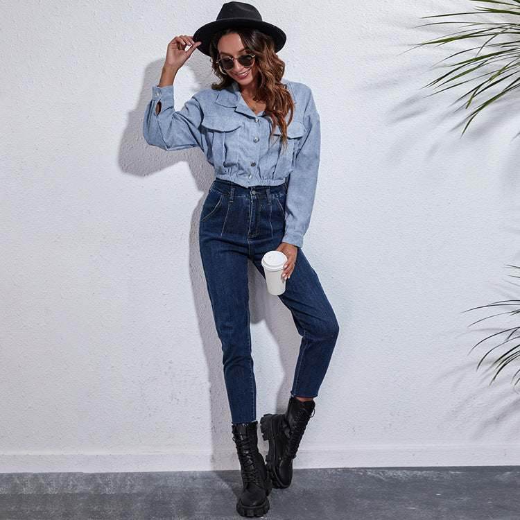 Corduroy Cropped Lapel Jacket
