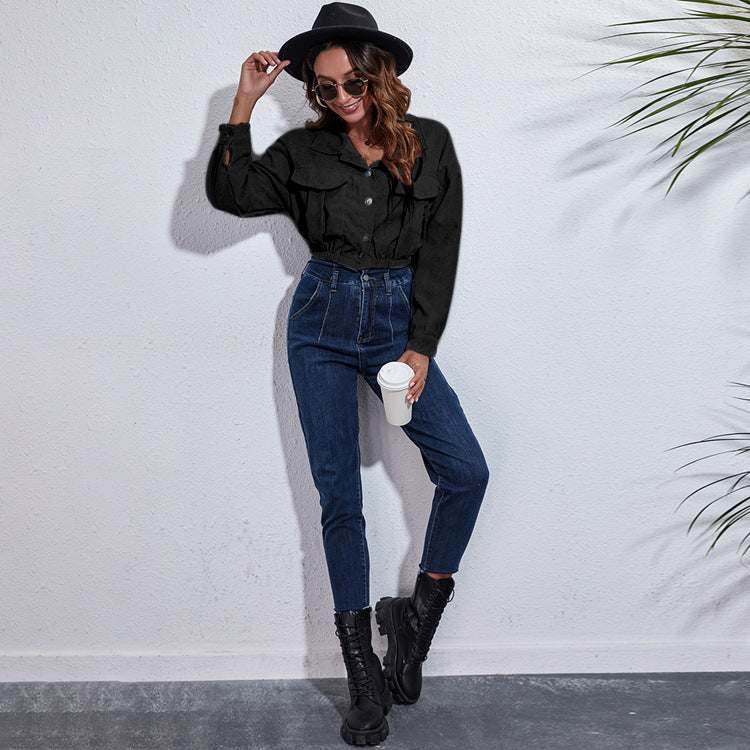Corduroy Cropped Lapel Jacket