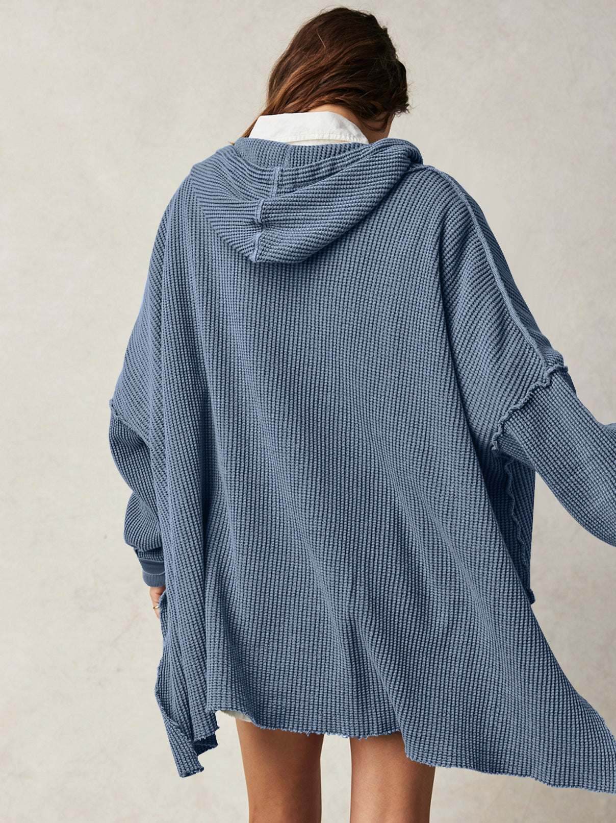 Waffle Knit Oversized Hoodies Sweater