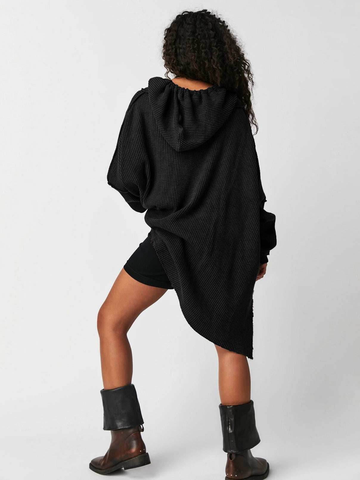 Waffle Knit Oversized Hoodies Sweater