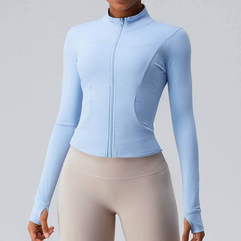 Cropped Full Zip Slim Fit Athletic Jacket