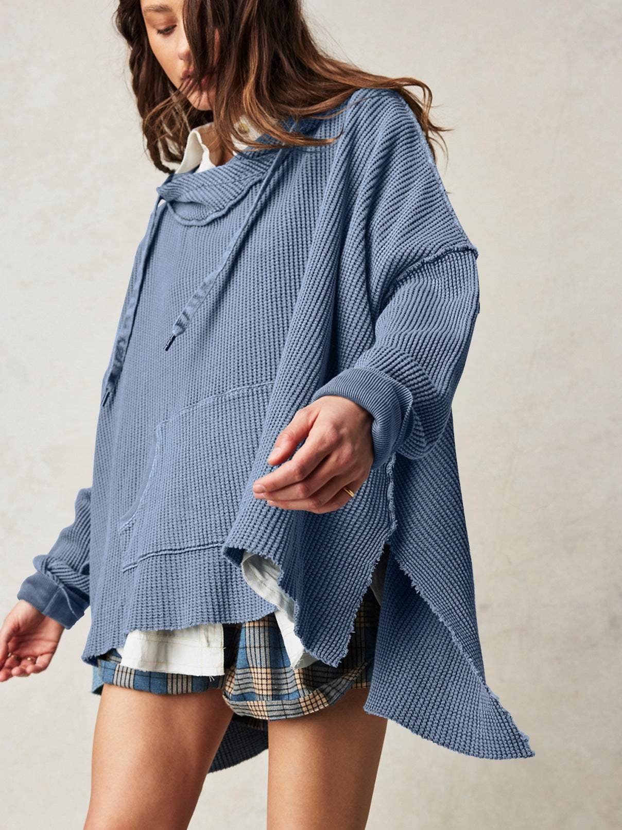 Waffle Knit Oversized Hoodies Sweater