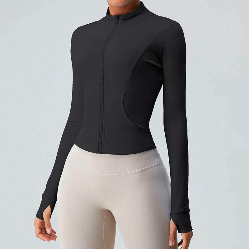 Cropped Full Zip Slim Fit Athletic Jacket