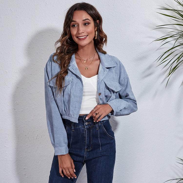 Corduroy Cropped Lapel Jacket