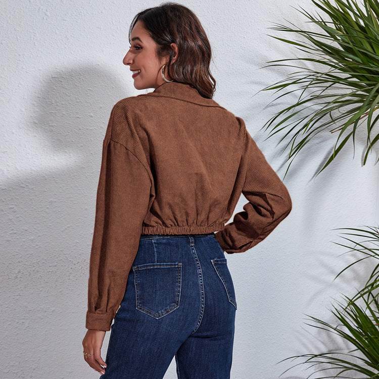Corduroy Cropped Lapel Jacket