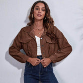 Corduroy Cropped Lapel Jacket