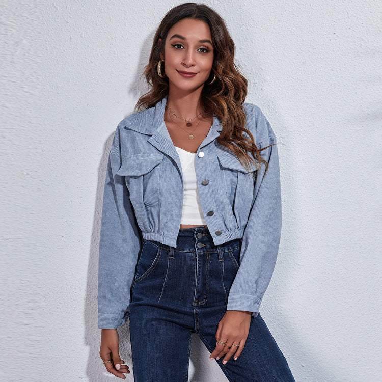 Corduroy Cropped Lapel Jacket