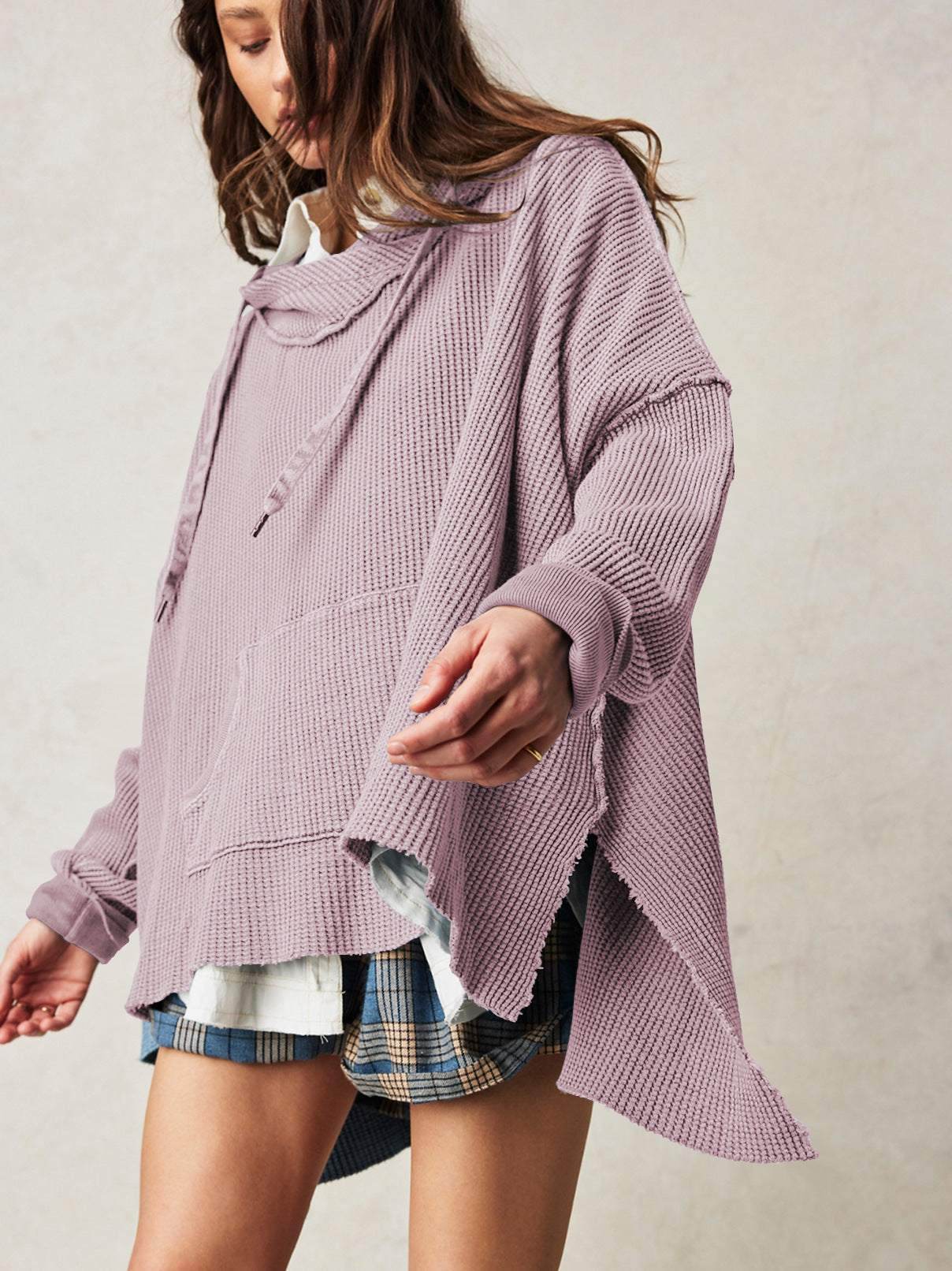 Waffle Knit Oversized Hoodies Sweater