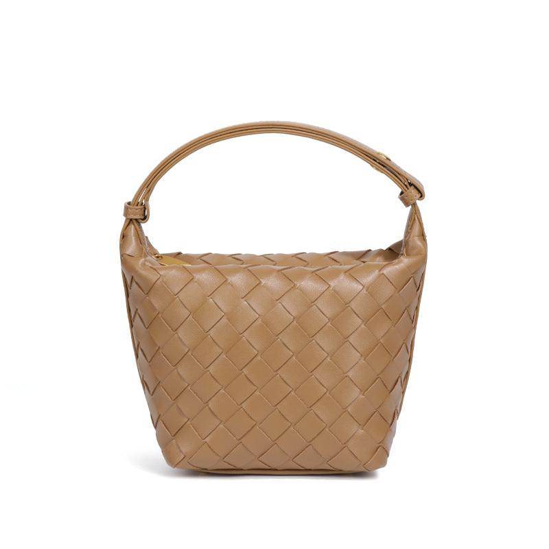 PU Woven Bucket Tote Handbag