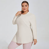 Plus Size Yoga Long Sleeve Hooded T-Shirt