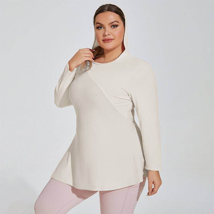 Plus Size Yoga Long Sleeve Hooded T-Shirt