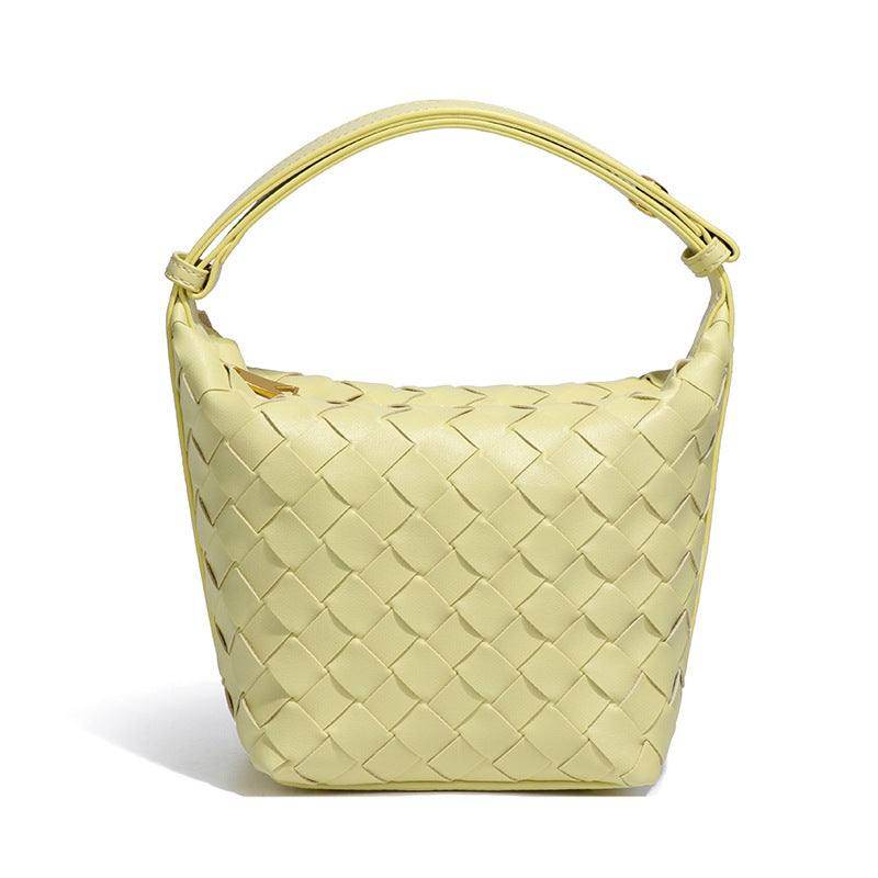 PU Woven Bucket Tote Handbag