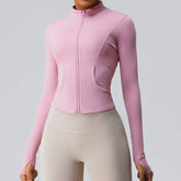 Cropped Full Zip Slim Fit Athletic Jacket
