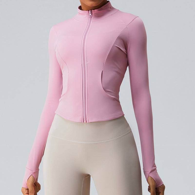 Cropped Full Zip Slim Fit Athletic Jacket