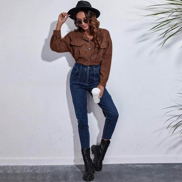Corduroy Cropped Lapel Jacket