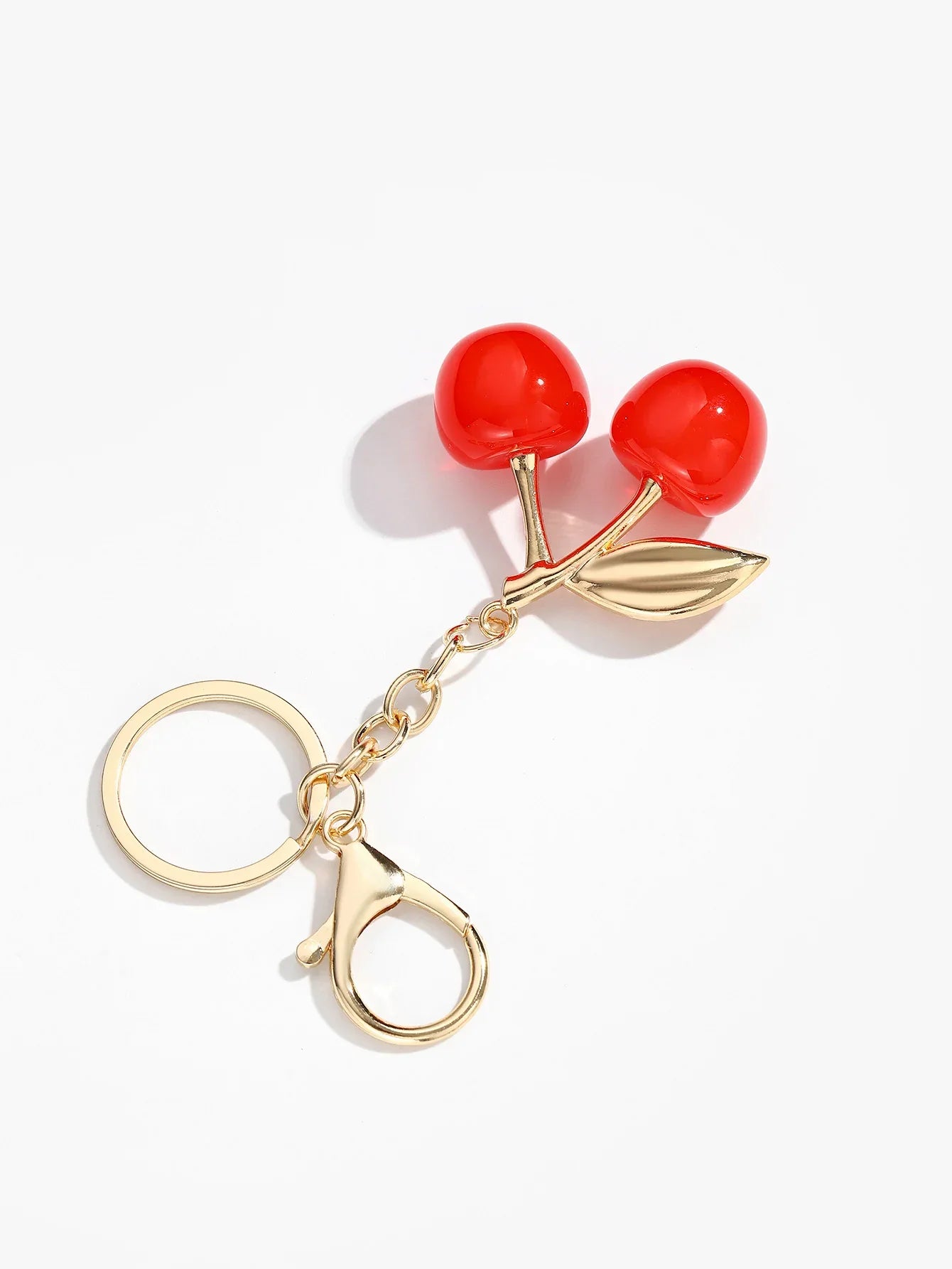 Cherry Charm Keychain - Bright Red
