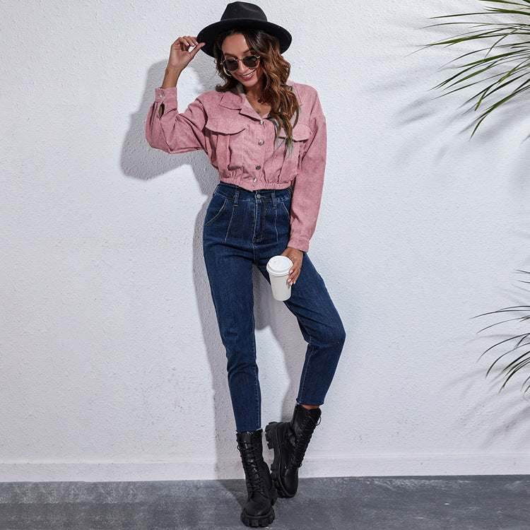 Corduroy Cropped Lapel Jacket