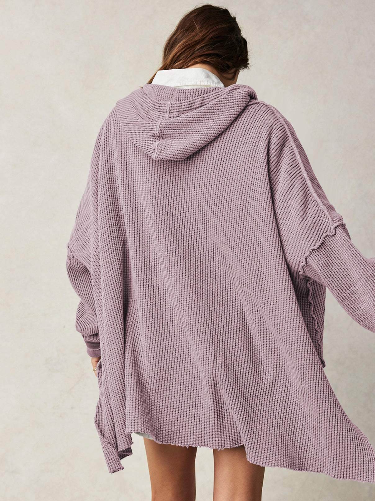 Waffle Knit Oversized Hoodies Sweater