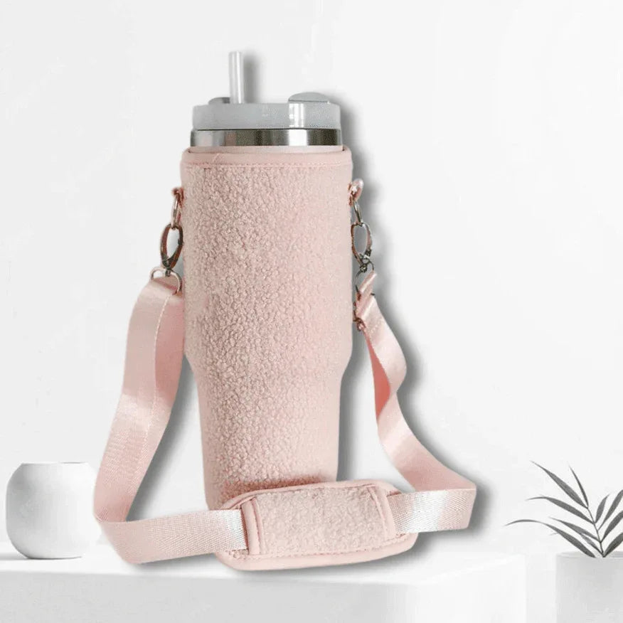 Teddy Velvet 40oz Tumbler Carry Case Neoprene Bottle Sleeve - Pink