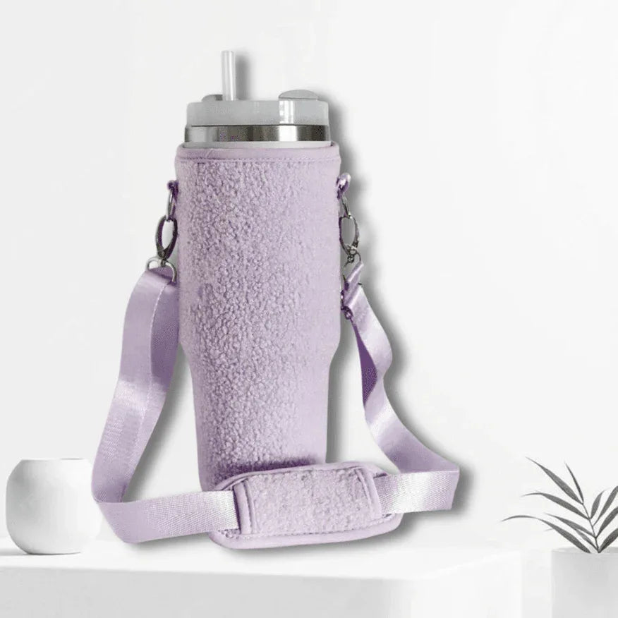 Teddy Velvet 40oz Tumbler Carry Case Neoprene Bottle Sleeve - Purple