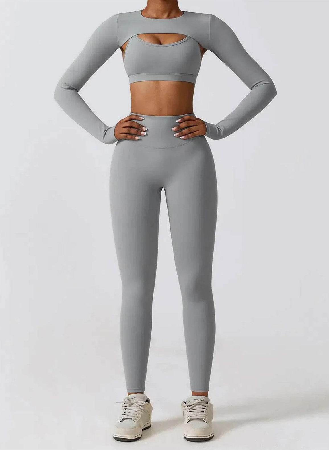 Gym Wear Set With Crop Top and Leggings