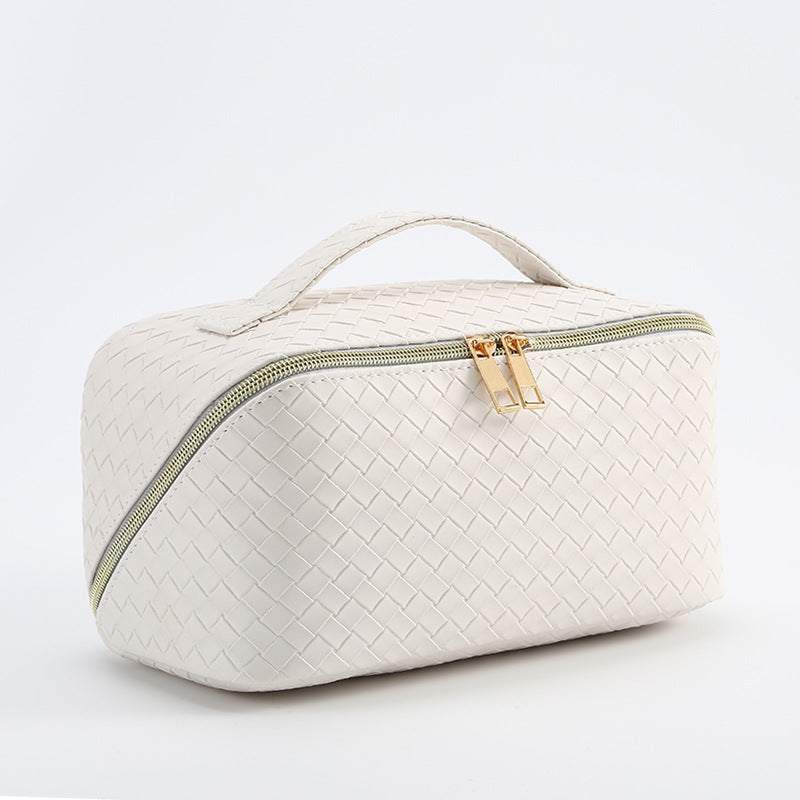 PU Leather Woven Storage Makeup Bag