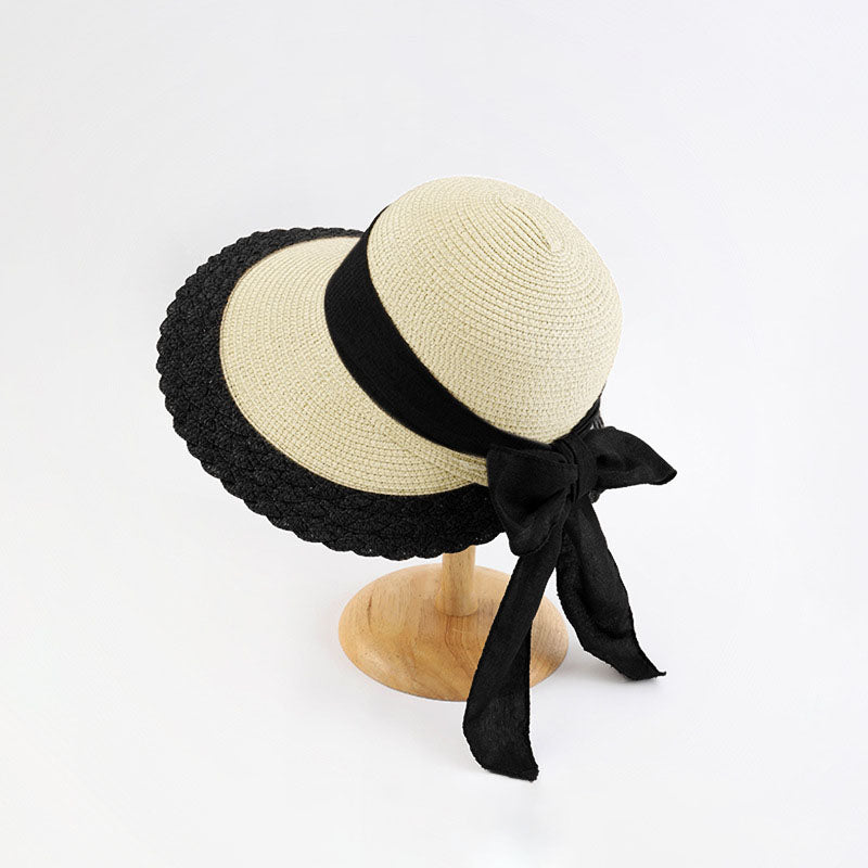 Summer Beach Straw Peach Shaped Hat with Bow