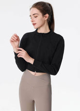 Ribbed Crop Workout Jacket